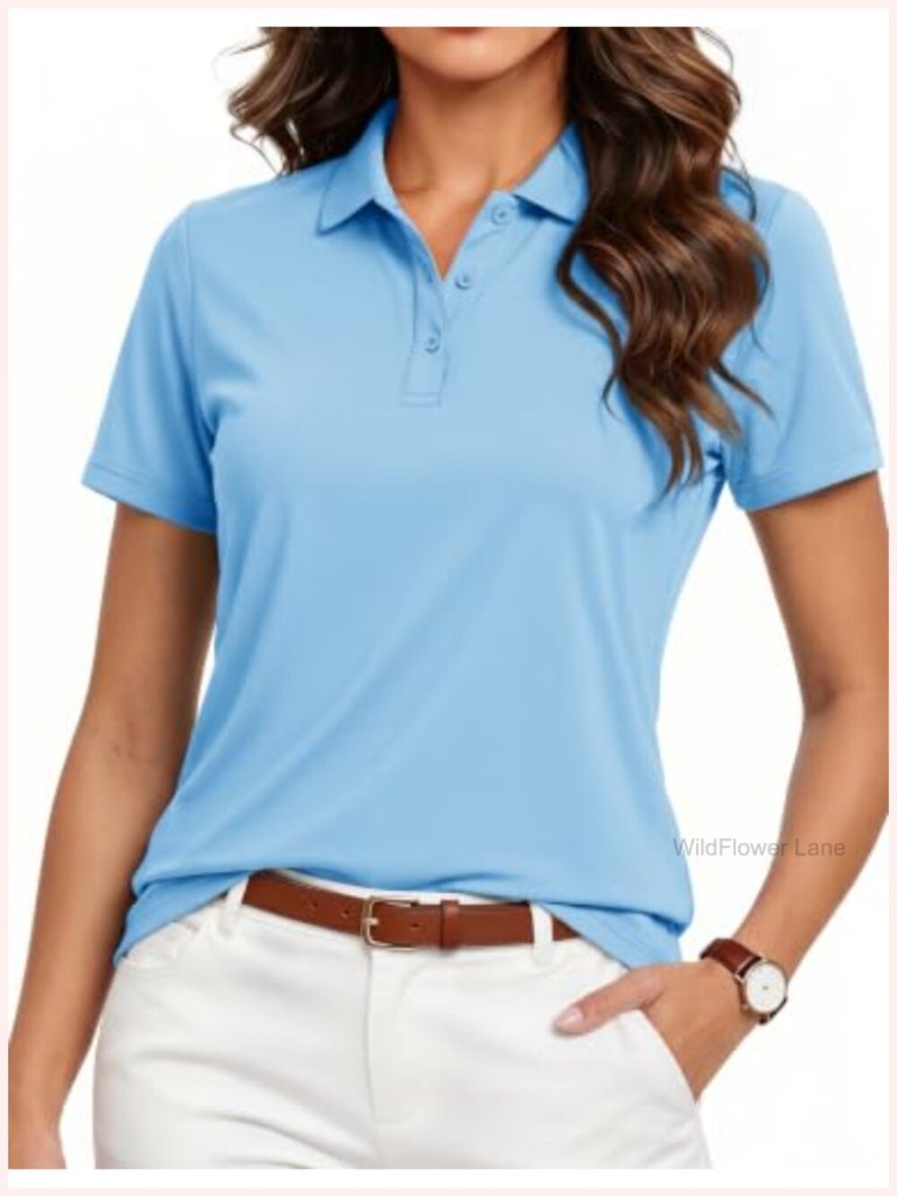 Women's Polo Shirt 3-Button Short Sleeve Collared Golf Tee